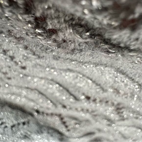 GAP Pointelle Turtleneck Silver Metallic Simmer Lightweight Sweater - Picture 7 of 14